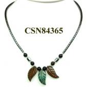 Shell Leaf Pendant Hematite Beads Stone Chain Choker Fashion Women Necklace